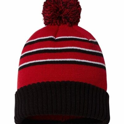 Stripe Pom Cuffed Knit Thumbnail